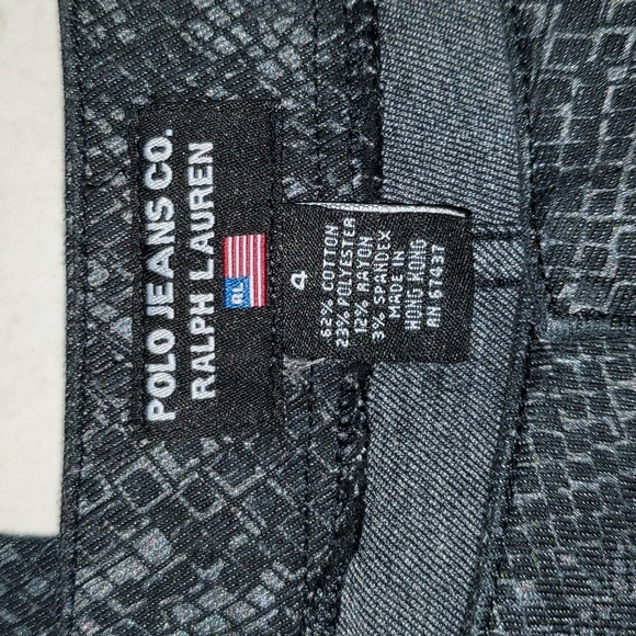 POLO JEANS CO Ralph Lauren Womens Snake Print black Bootcut Stretch Pants/Jeans. - Picture 11 of 12